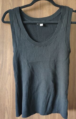 3 H&M Black, Beige, Light Khaki Green Sleeveless Knitted Ribbed Tops Size S - Picture 1 of 13
