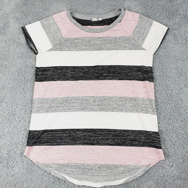 GAP Size XS Pink & Grey Striped Short Sleeve Tshirt