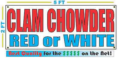 CLAM CHOWDER Red or White Banner Sign NEW 2x5 | eBay