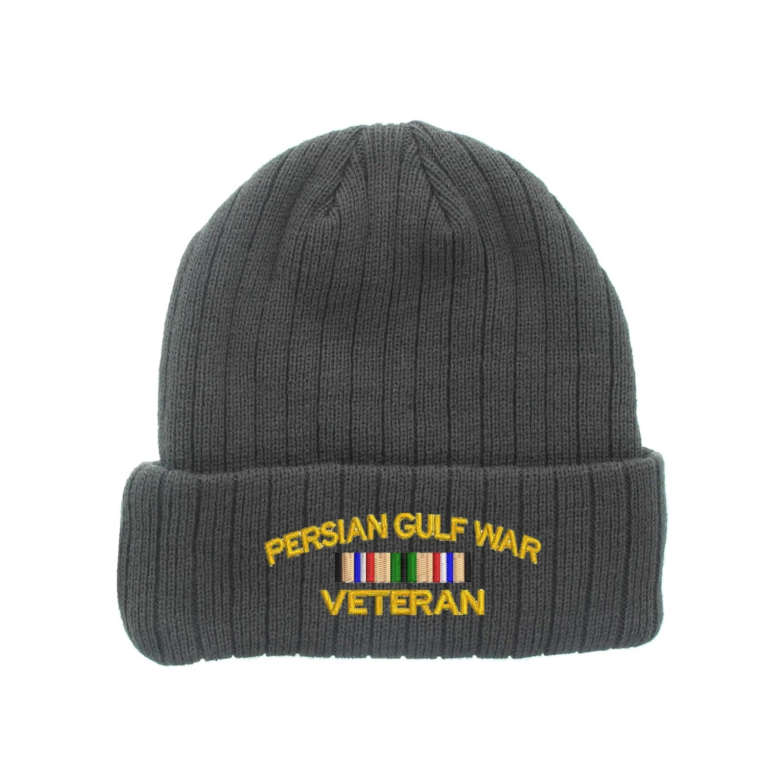 Persian Gulf war veteran embroidered fleece beanie hat, insulated fleece beanie