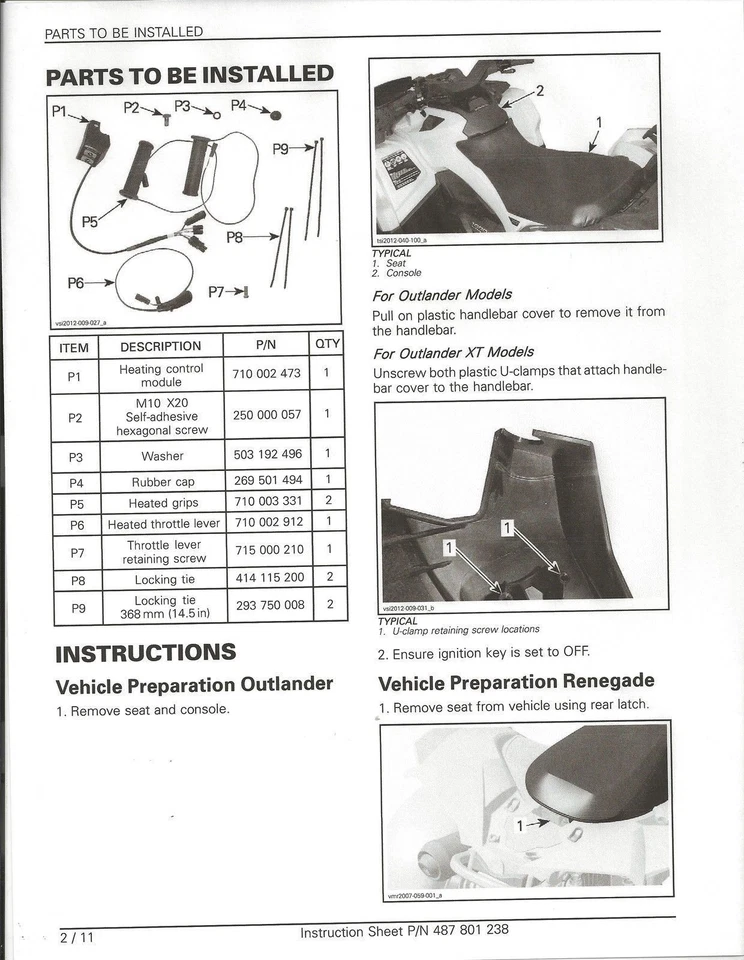 2012-2019 CAN-AM Outlander Renegade Heated Hand Grips Throttle Combo 715003250 - Image 2 of 2