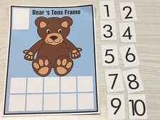 (10) Bears Ten-Frame Counting Mats- Laminated Activity Set - Class Set Of 10