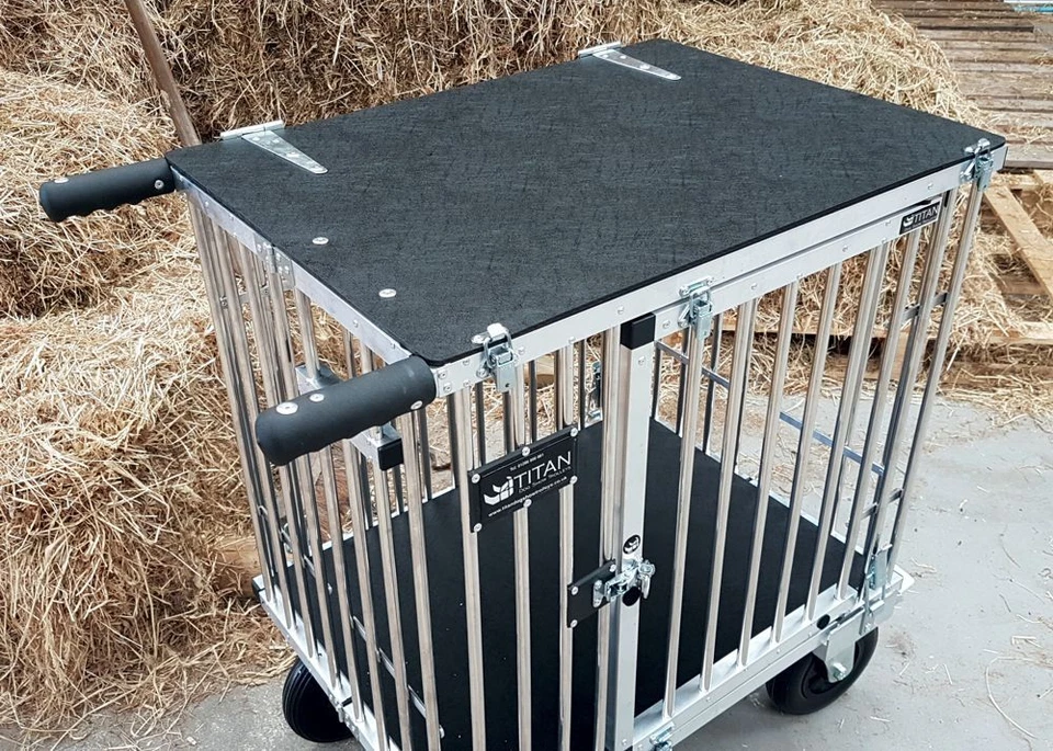Carro de exhibición canina Titan 1 litera PEQUEÑO de aluminio con ruedas todo terreno de 8" Foto 4 de 4