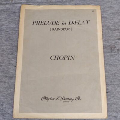 Vintage Piano Sheet Music 1955 Prelude in D-Flat (Raindrop) CHOPIN Op. 28 No. 15