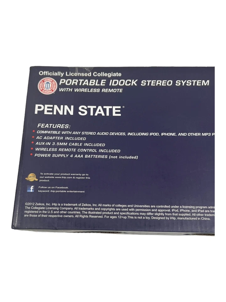 Portable iHip Stereo Speakers Phone PC Battery AC Remote Penn Date Nittany Lions - Image 4 of 4