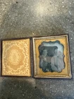 Antique Civil War Tin type Picture Man and Woman Gold Velvet Insert Union Case