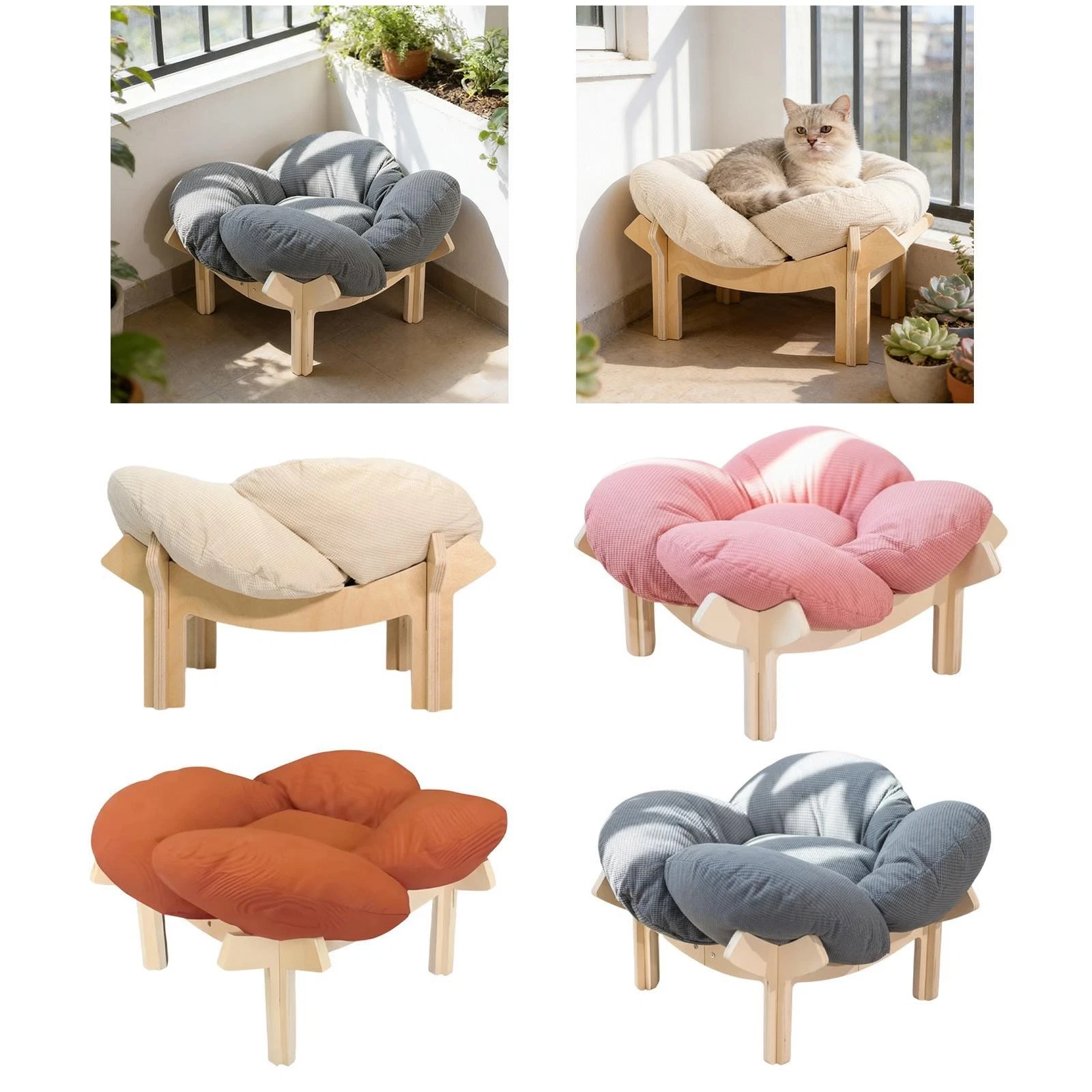 Pet Bed Accessories Portable Kennel Ornament Breathable Wood Frame Versatile