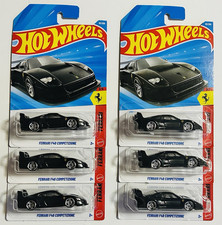 Lot of 6 Hot Wheels Ferrari F40 Competizione Diecast Cars Black 1:64 Case D
