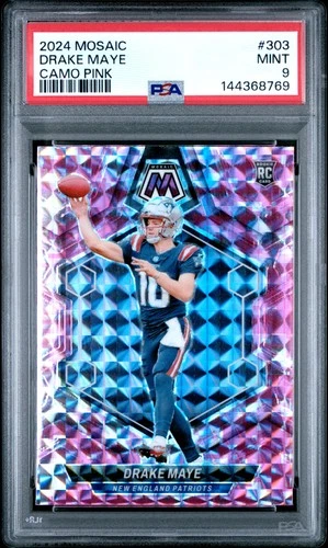 2024 PANINI MOSAIC CAMO PINK #303 DRAKE MAYE ROOKIE RC PSA 9