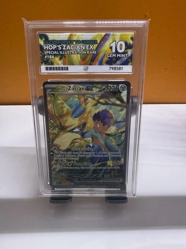 Pokémon TCG Hop's Zacian EX Card 186/159 Sir Journey Together Ace 10 Gem Mint