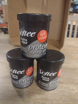 Softee Extra Hold Protein Styling Gel, 8oz (227g) (Pack of 3)