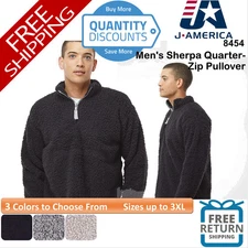 🔥 J. America Sherpa Quarter-Zip Pullover Sweatshirt Warm Up To 3XL 8454
