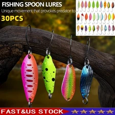 30Pcs Fishing Jigs Saltwater Fishing Lures with Assist Hook Treble Hook Spoon US