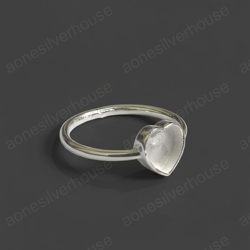 925 Sterling Silver 7x7mm Heart Bezel Ring-Blank for Breastmilk Keepsake Setting