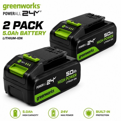 #ad 2pk Greenworks 24V 5.0Ah High Power Lithium Ion Batteries $124.99