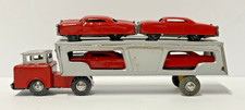 Japan Tin Friction 1950's Ford COE Auto Transport Hauler 4 Cars Vintage