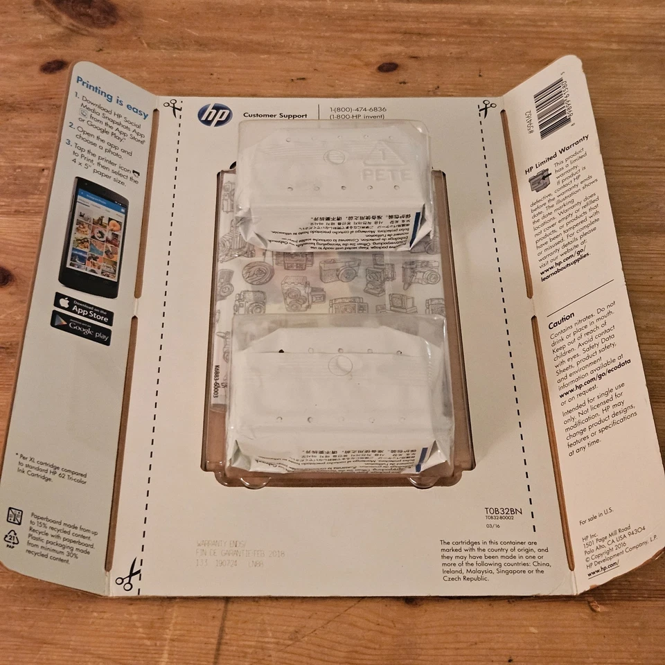 (2018) HP 62XL Tri-color 2-pack Cyan, Magenta, Yellow W/ HP Sticky Photo Paper - Image 3 of 4