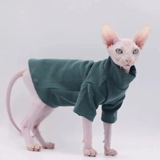 Sphynx Cat Clothes Pet Baby Soft Cotton Winter Cat Outfit for Cornish Solid Colo