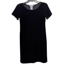 Vtg 90s Nina Piccalino Coctail Dress Women 6 Black Velvet Goth Witchy Minimalist