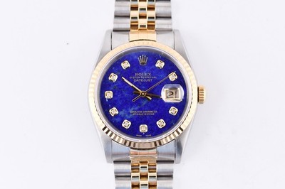 Rolex Datejust 16233 Yellow Gold Bezel Custom Blue Lapis Dial 36mm