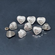 20pc 13 12mm Bling Silver Floral Sweet Heart Concho LeatherCraft Belt Bag Decor