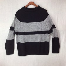 Banana Republic Men  s Large Wool Blend Sweater Black Gray Italian Yarn Roll Neck