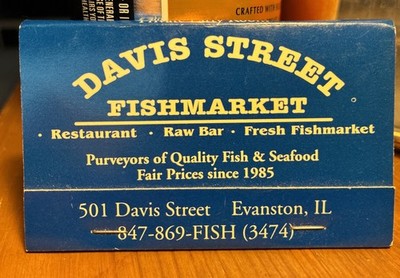 Davis Street Fishmarket Restaurant Evanston Illinois Oversized Matchbook
