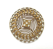 Antique Hatpin Large Edwardian Rhinestones and Leaves