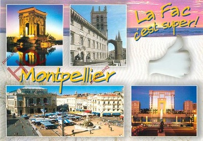 Ansichtskarte, Montpellier, ausgeschnittene Daumen hoch Form (Multiview)