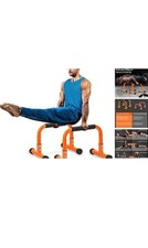 Push Up Bar, 12" High Parallettes Bars  Dip Bar With Full-Cover Foam Orange