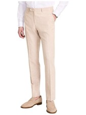 Tommy Hilfiger Mens Modern fit Dress Pants 34 / 30 Beige Solid Stretch Linen