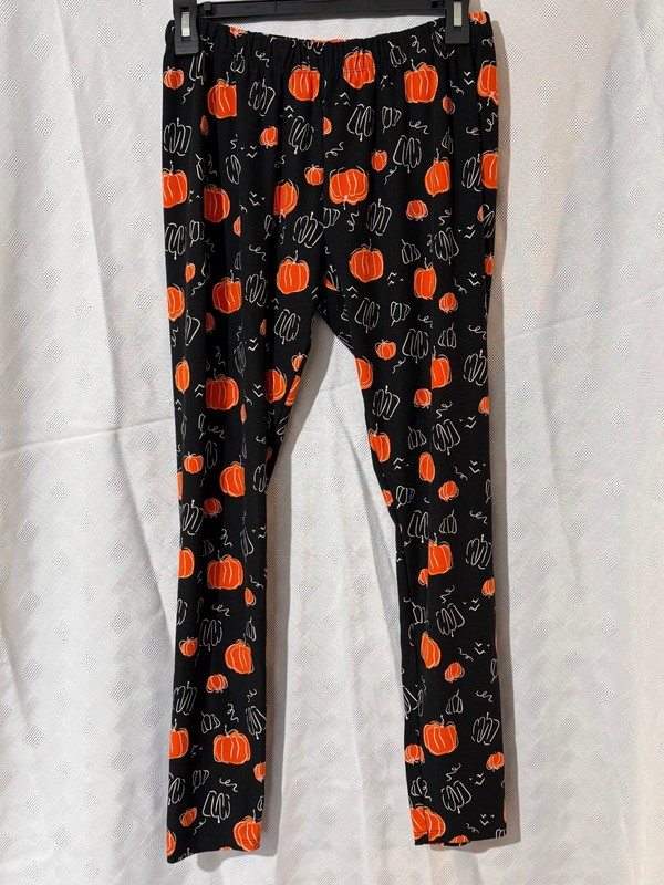Apt. 9 Women's Halloween Pumpkin Black/Orange Leggings Size M
