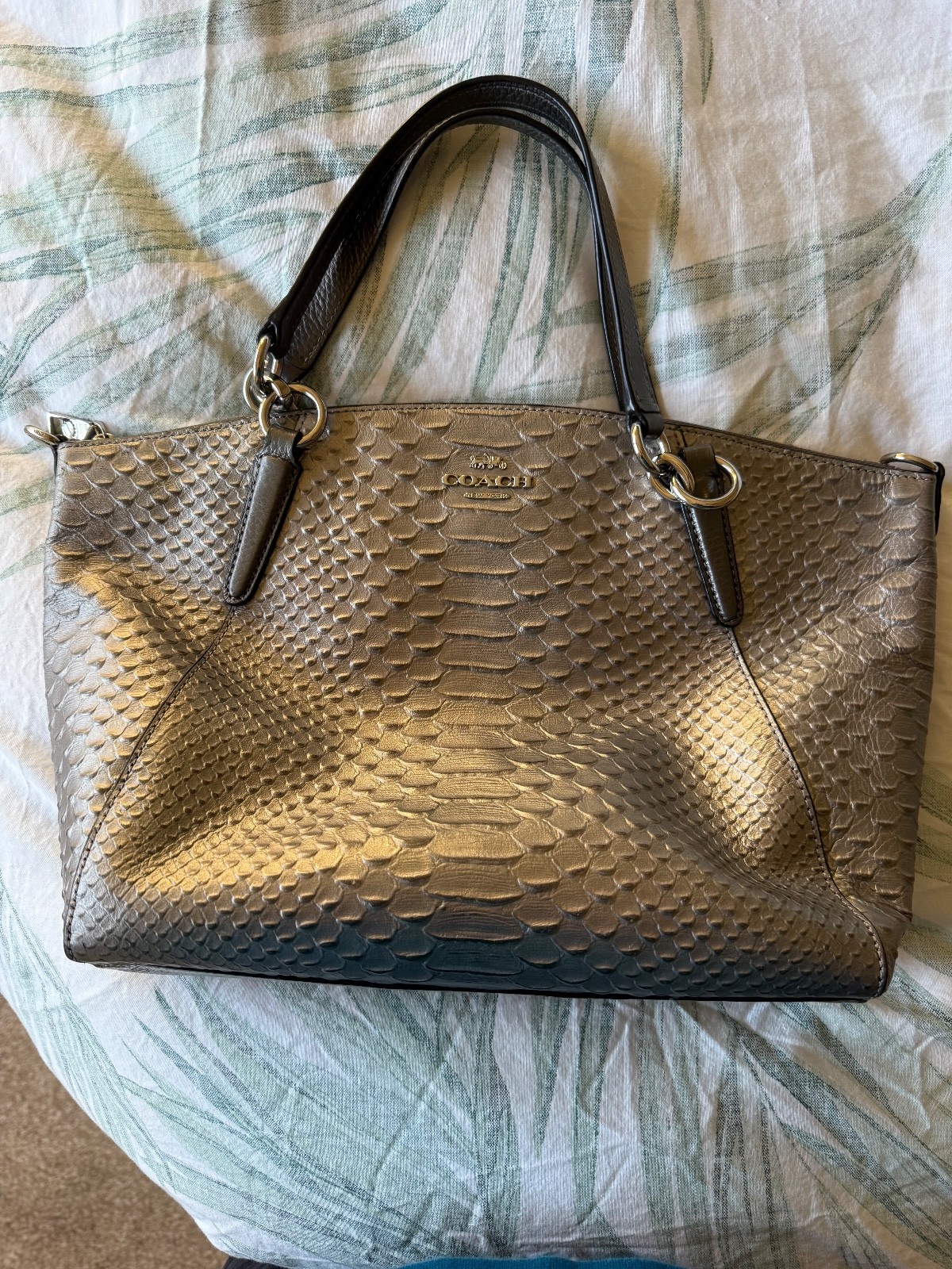 COACH Kelsey Python Embossed Leather Satchel Bag … - image 2