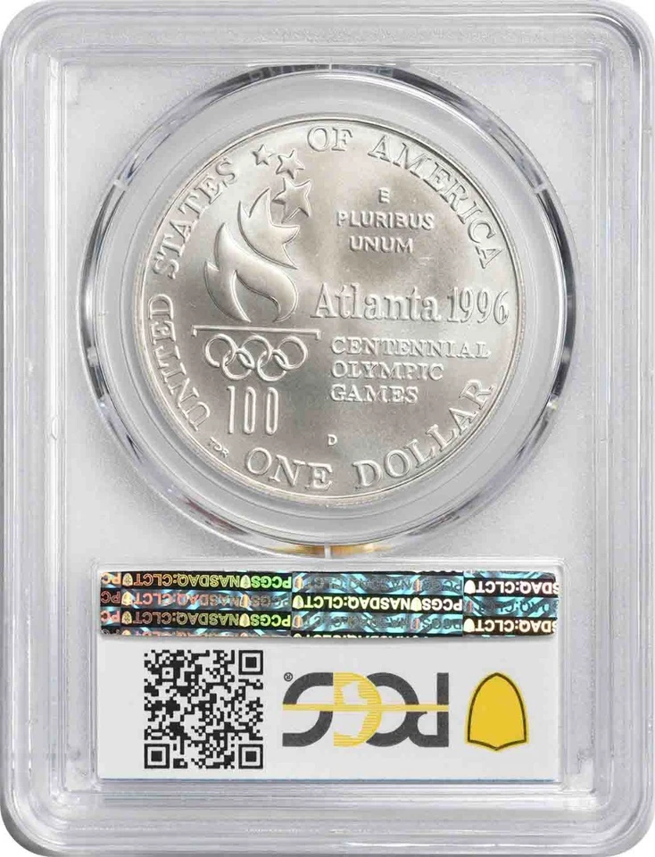 1996-D High Jump Commemorative Silver Dollar MS70 PCGS - Image 2 of 2