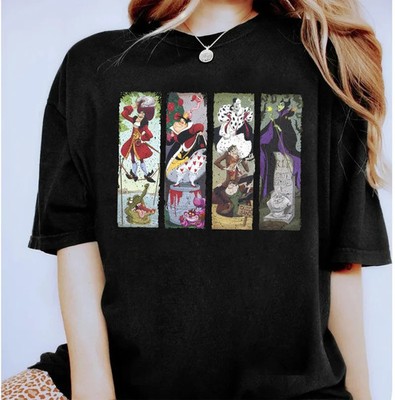 Disney Villains Black T-Shirt , Captain Hook Queen Of Hearts Maleficent 