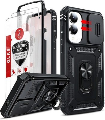 Samsung Galaxy S25-Edge Case with [2 Packs] Screen Protector and Slide Camera Co