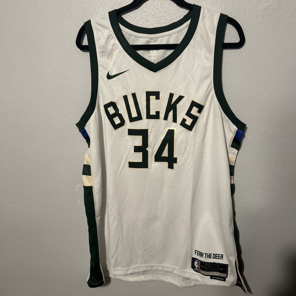 Nike Milwaukee Bucks Antetokounmpo White Authentic Jersey $250
