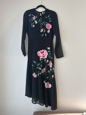 ASOS Women’s Midi Dress Sheer Floral Embroidered Evening Prom US 4
