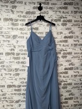 NWT AZAZIE Thin Strap Formal Gown Dress Style: MACI Color: STEEL BLUE Size: A18