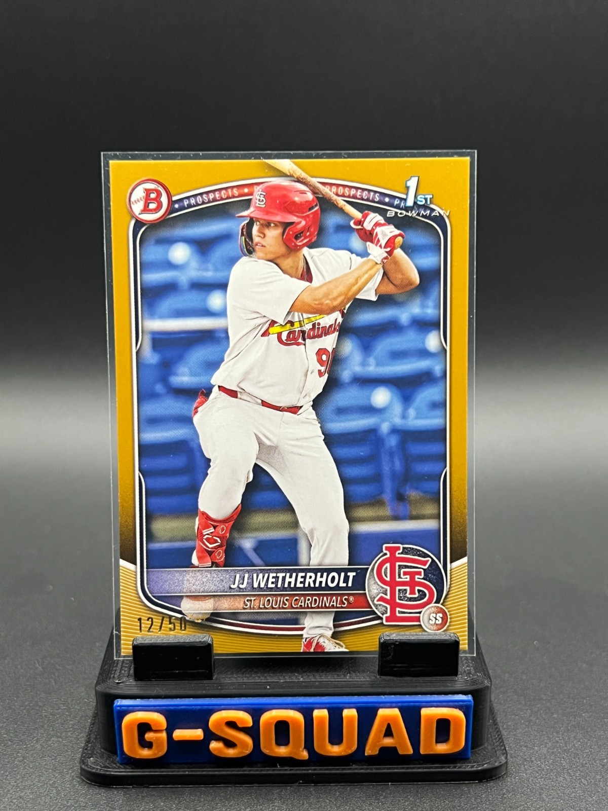 2025 Bowman JJ Wetherholt 1st Bowman GOLD #BP-22 12/50 - Cardinals