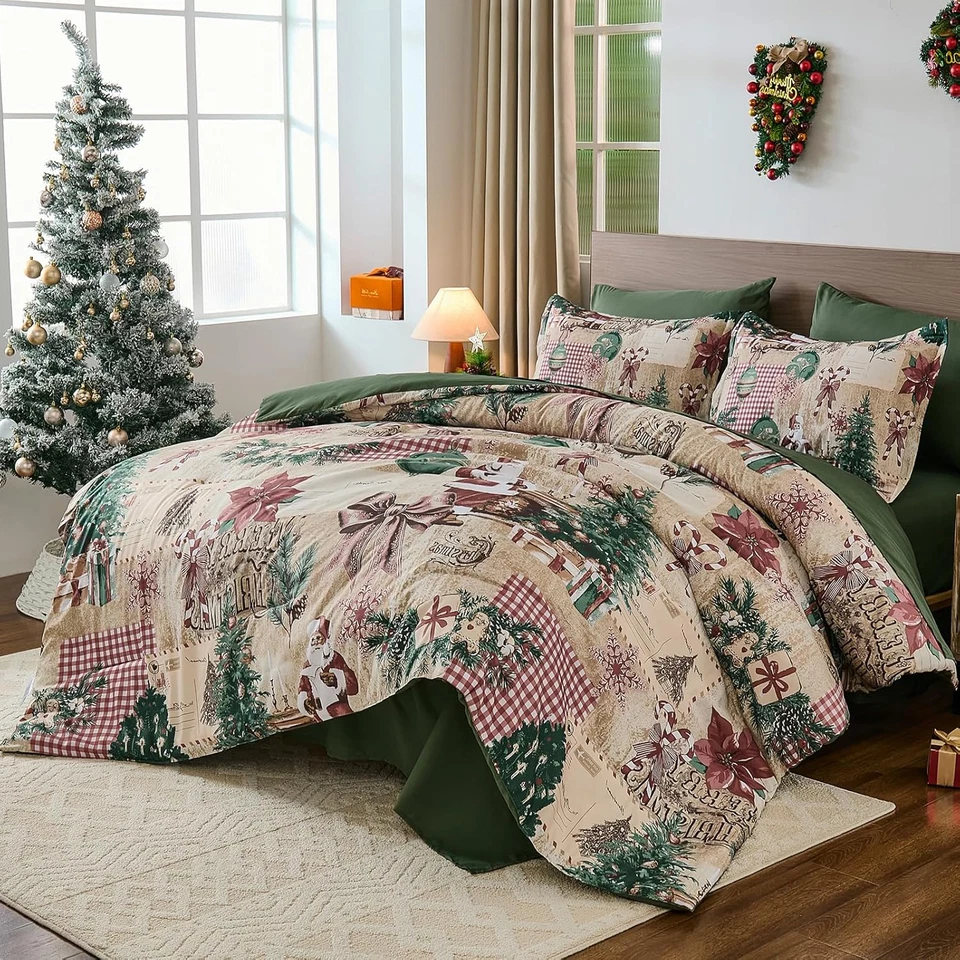 Christmas Duvet Cover Set King, 3 Pieces Christmas Bedding Set with 2 Pillowcase - Image 2 of 4