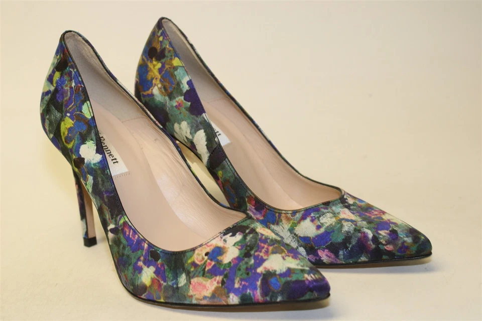 L.K. Zapatos de tacón de aguja Bennett NWD Fern para mujer 8 38 florales satinados hechos en España Foto 2 de 4