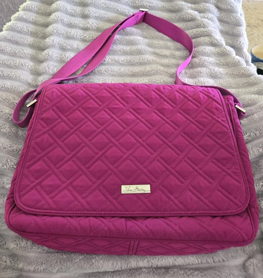 Vera Bradley Plum Quilted 16" Laptop Bag Messenger Computer Travel NEW WITH TAGS - Image 1 of 4