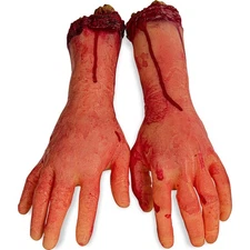 Halloween Bloody Human Arm Decorations - Soft Plastic Body Parts, 2 Pieces