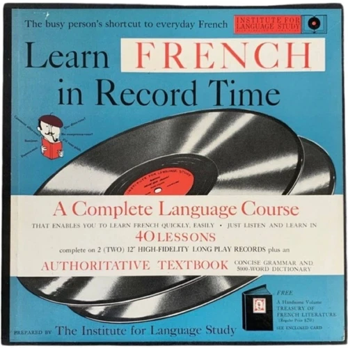 Learn French In Record Time 2x12" LP Hi Fidelity 1958 Columbia MINT No Book - Imagen 1 de 12