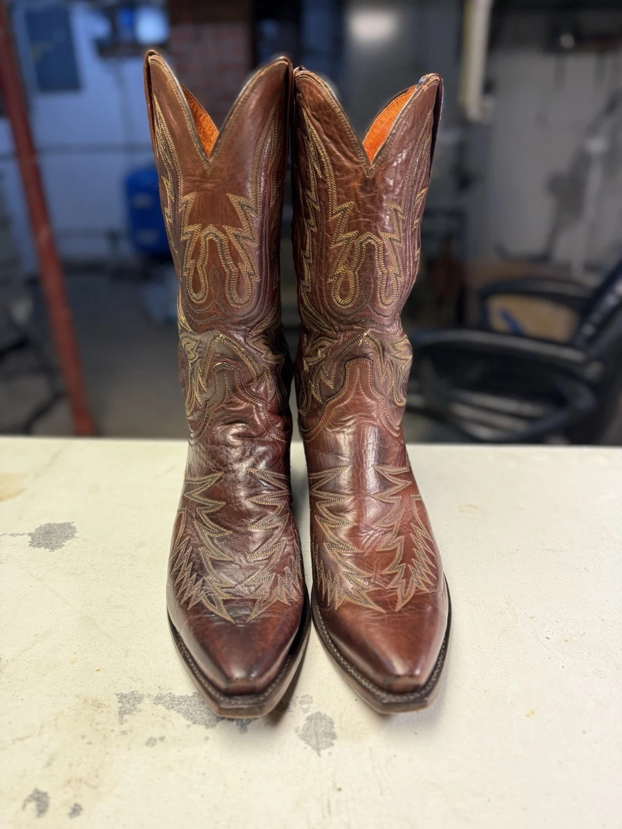 LUCCHESE 1883 EXOTIC COGNAC OSTRICH LEG 8.5D MENS COWBOY BOOTS Lucchese Boots 1883 In Men main image 3