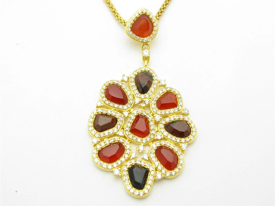 COLLAR GOTA ORO 18KT PLATA DIAMANTE CONJUNTO MICRO PAVÉ ZAFIRO BLANCO ROJO CORAL