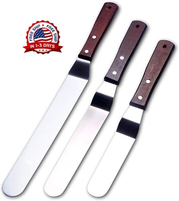 Espatula De Acero Inoxidable Sorxine - Espátula De Metal De Acero Inoxidable Para Decoración De Pasteles De Cocina, Juego De 3 Espátulas De Glaseado En ángulo Con Hoja De 6, 8 Y