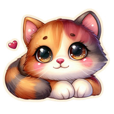 Cute Cat Wall Decal Sticker 18X18cm Large