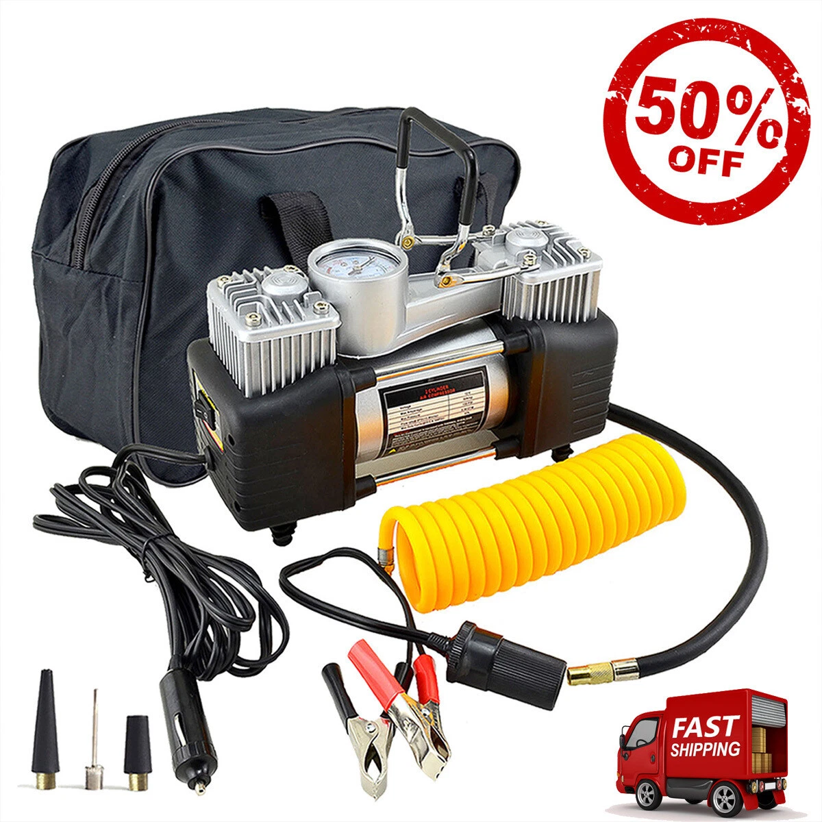 Heavy Duty Portable Air Compressor Car Tire Inflator Electric Pump Auto 12V  Volt